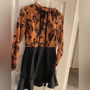 Rust and black dress